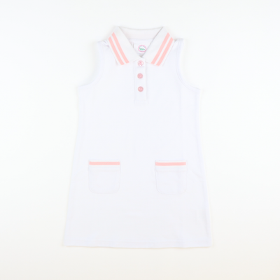 Courtside Tennis Dress - White & Light Pink