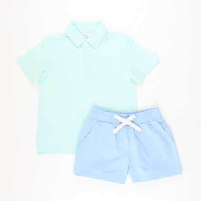 Boys Signature Knit Polo - Solid Mint Green