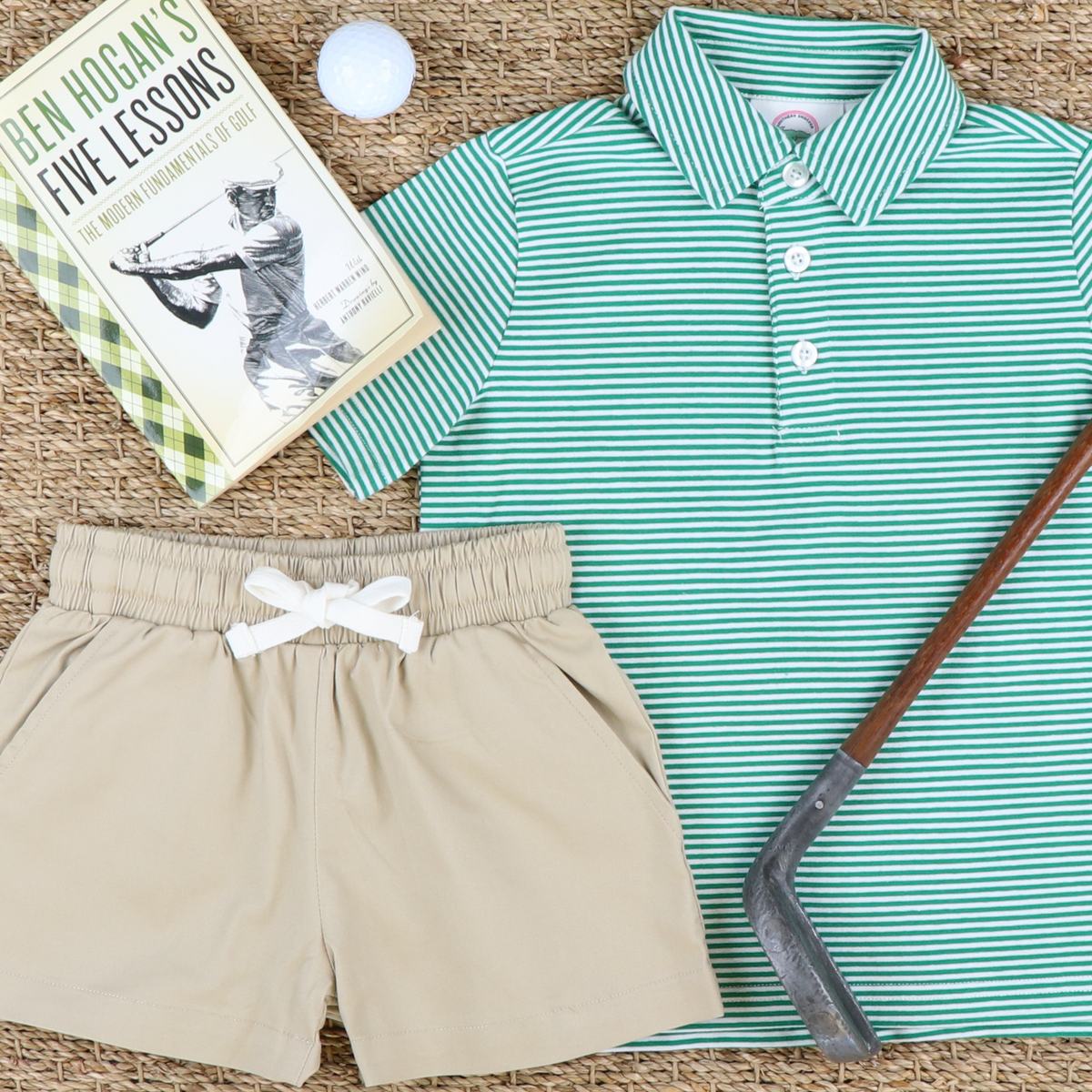 Boys Signature Knit Polo - Green Thin Stripe