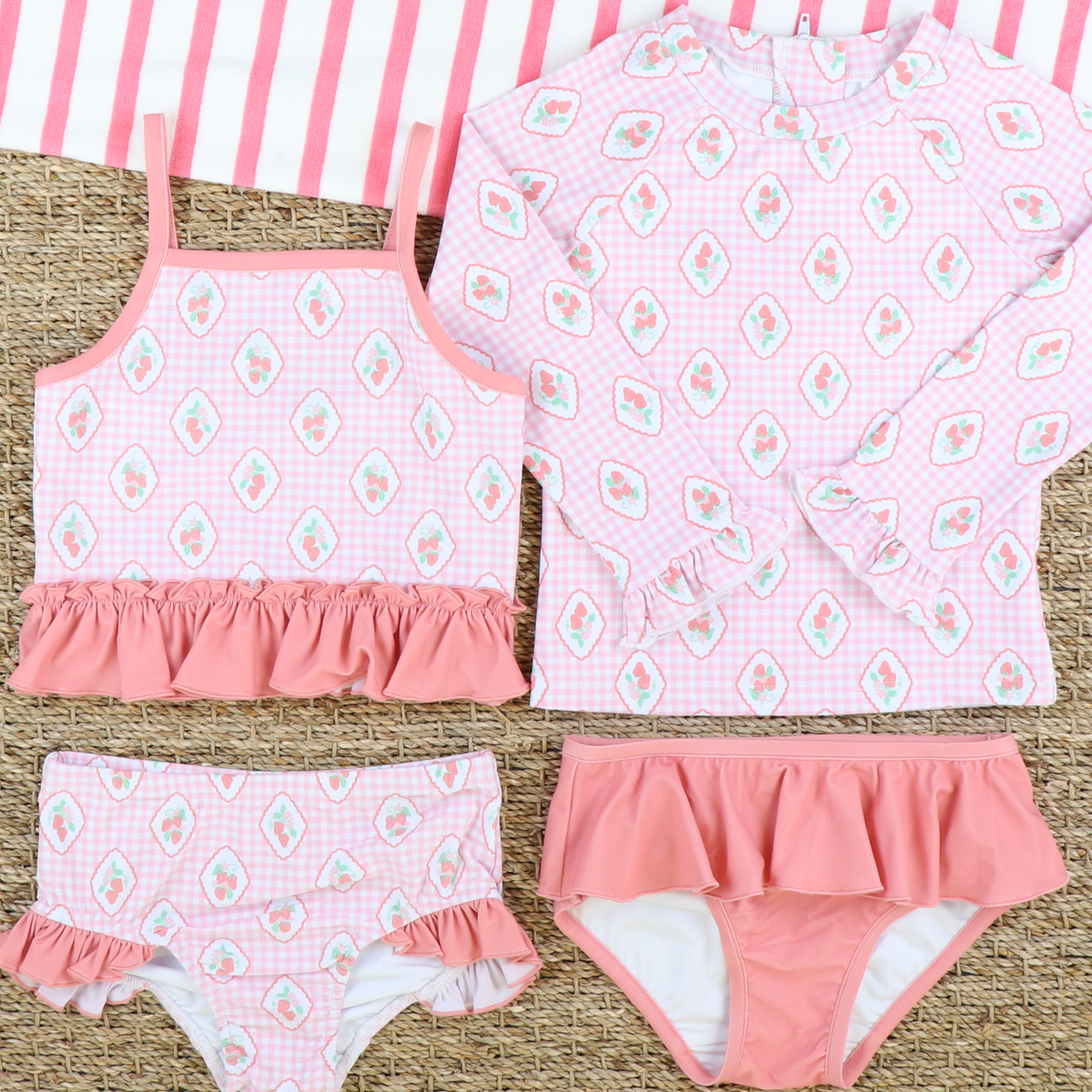 Two-Piece Swimsuit - Strawberry Gingham