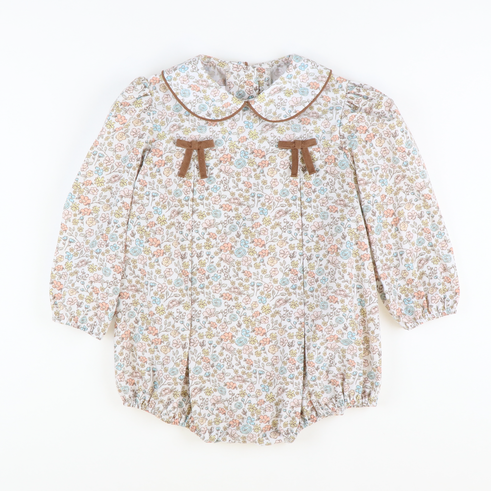 Autumn Floral Collared Bow Girl Bubble - Stellybelly