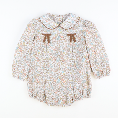 Autumn Floral Collared Bow Girl Bubble - Stellybelly