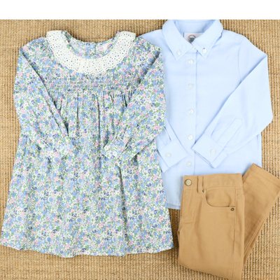 Boys L/S Button Down Shirt - Light Blue Oxford