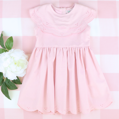 Embroidered Linen Dress - Light Pink - Stellybelly
