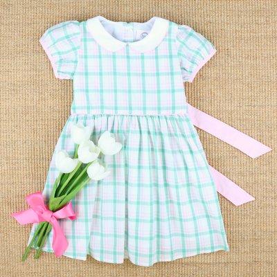 Collared Dress - Preppy Pink & Green Plaid