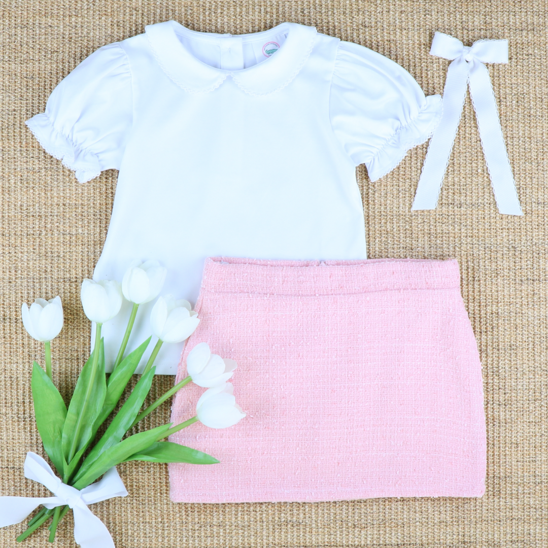 Tweed Jackie Skirt -Light Pink - Stellybelly