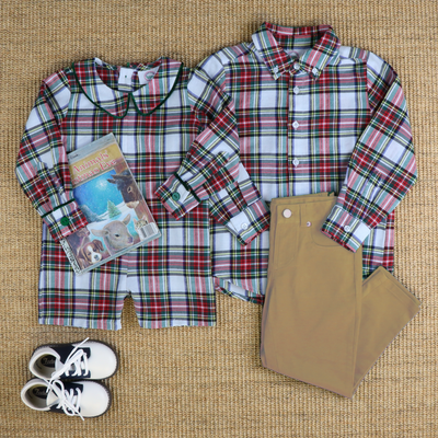 Signature Button Down Collared Shirt - Christmas Tartan Plaid
