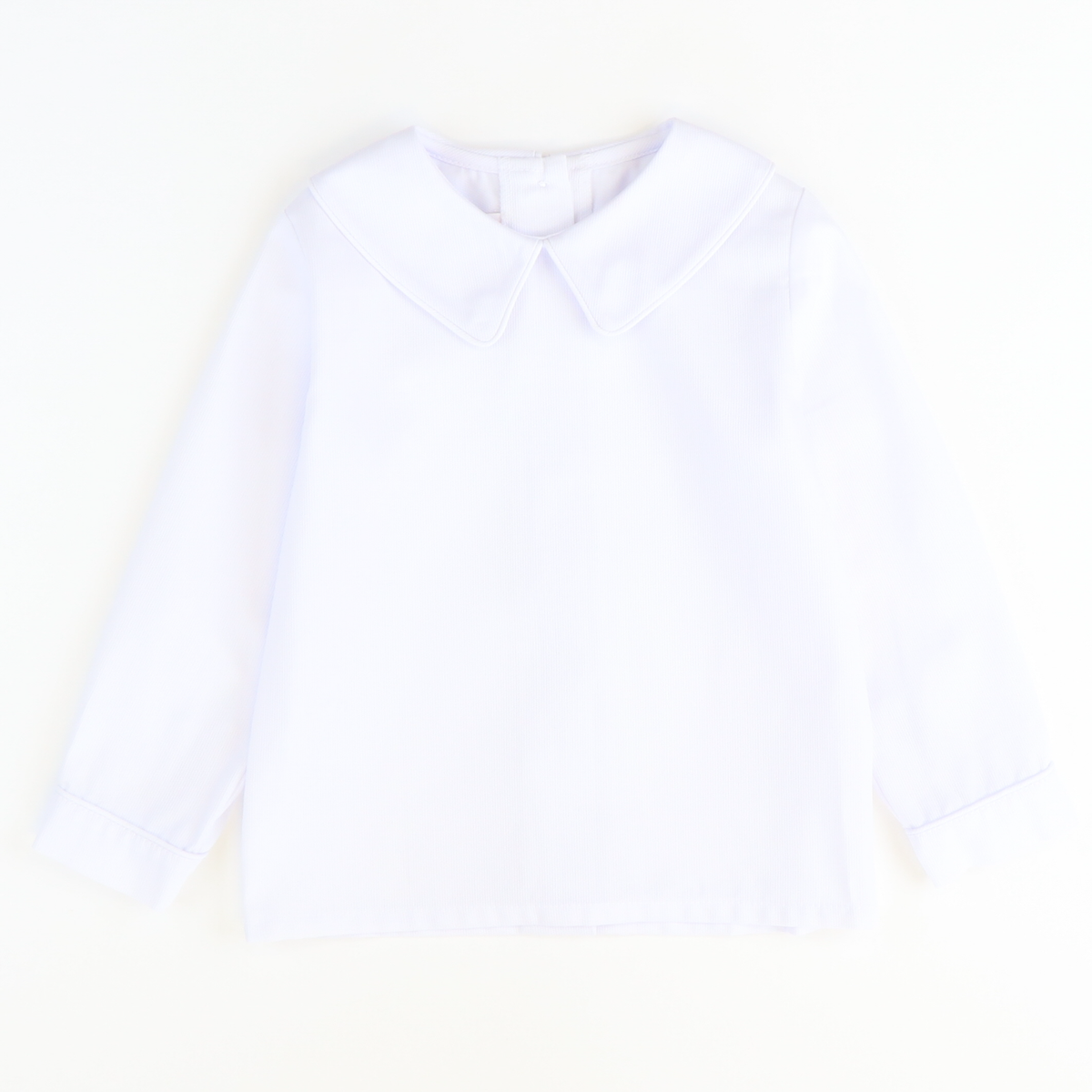 Boys Signature L/S Pointed Collar Shirt - White Pique - Stellybelly