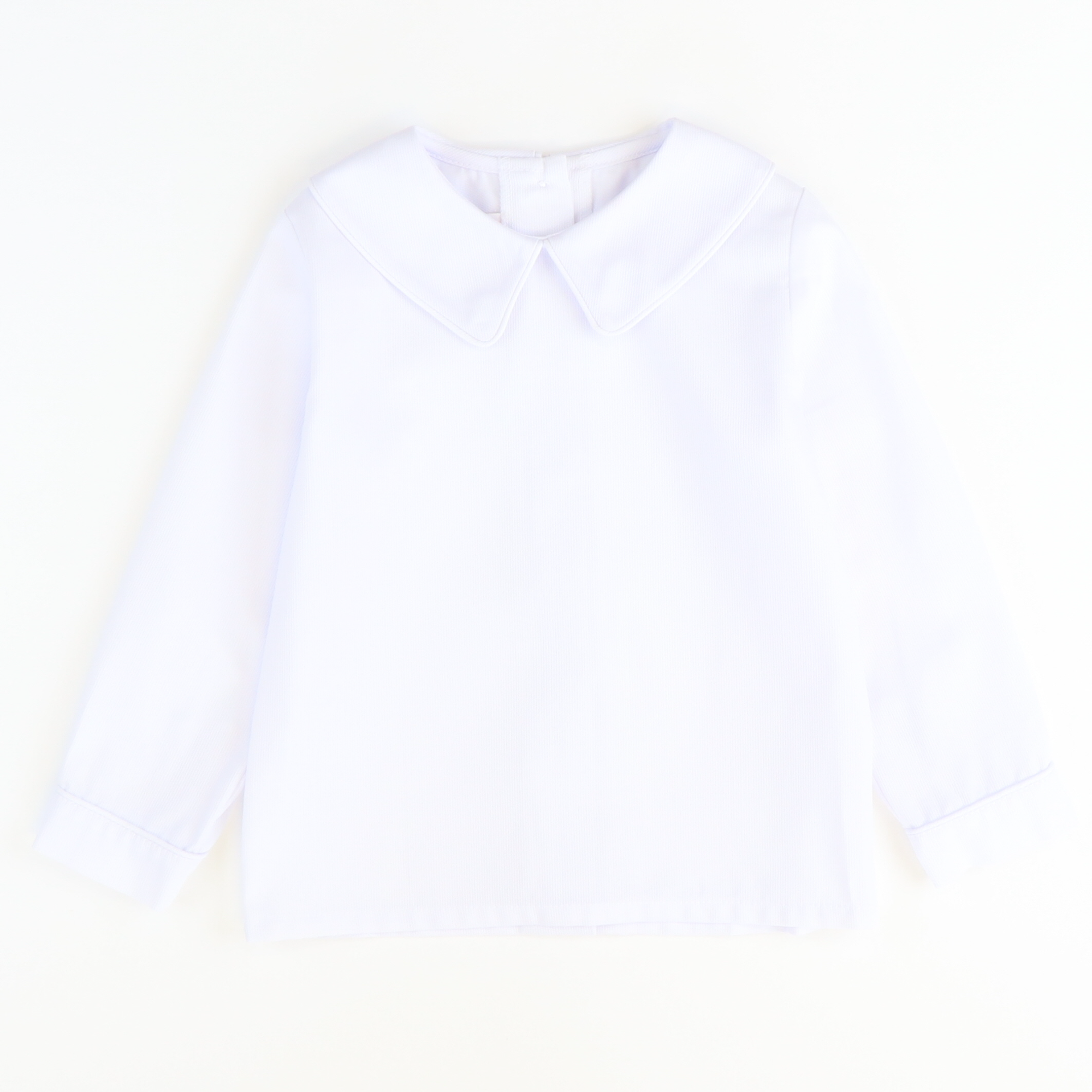 Boys Signature L/S Pointed Collar Shirt - White Pique - Stellybelly