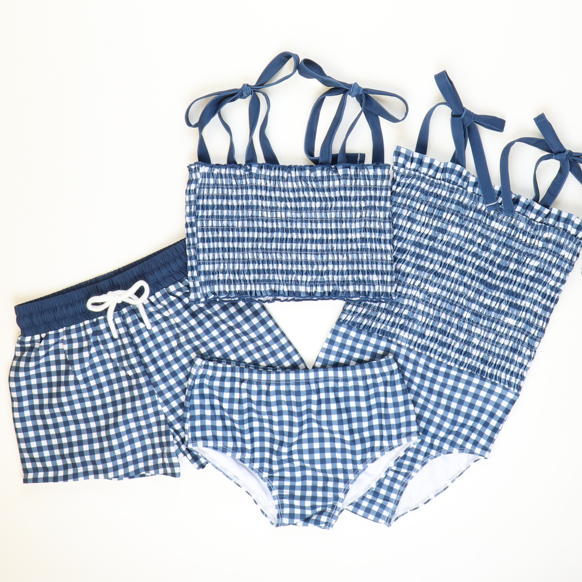 Two-Piece Swimsuit - Nautical Navy Check - Stellybelly