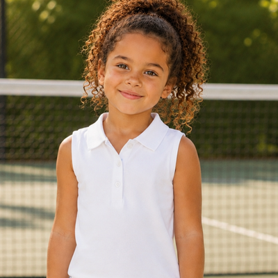 Girls Courtside Polo - White