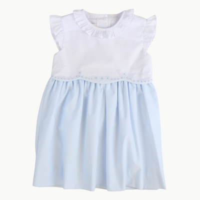 Embroidered Ruffle Dress - Light Blue - Stellybelly