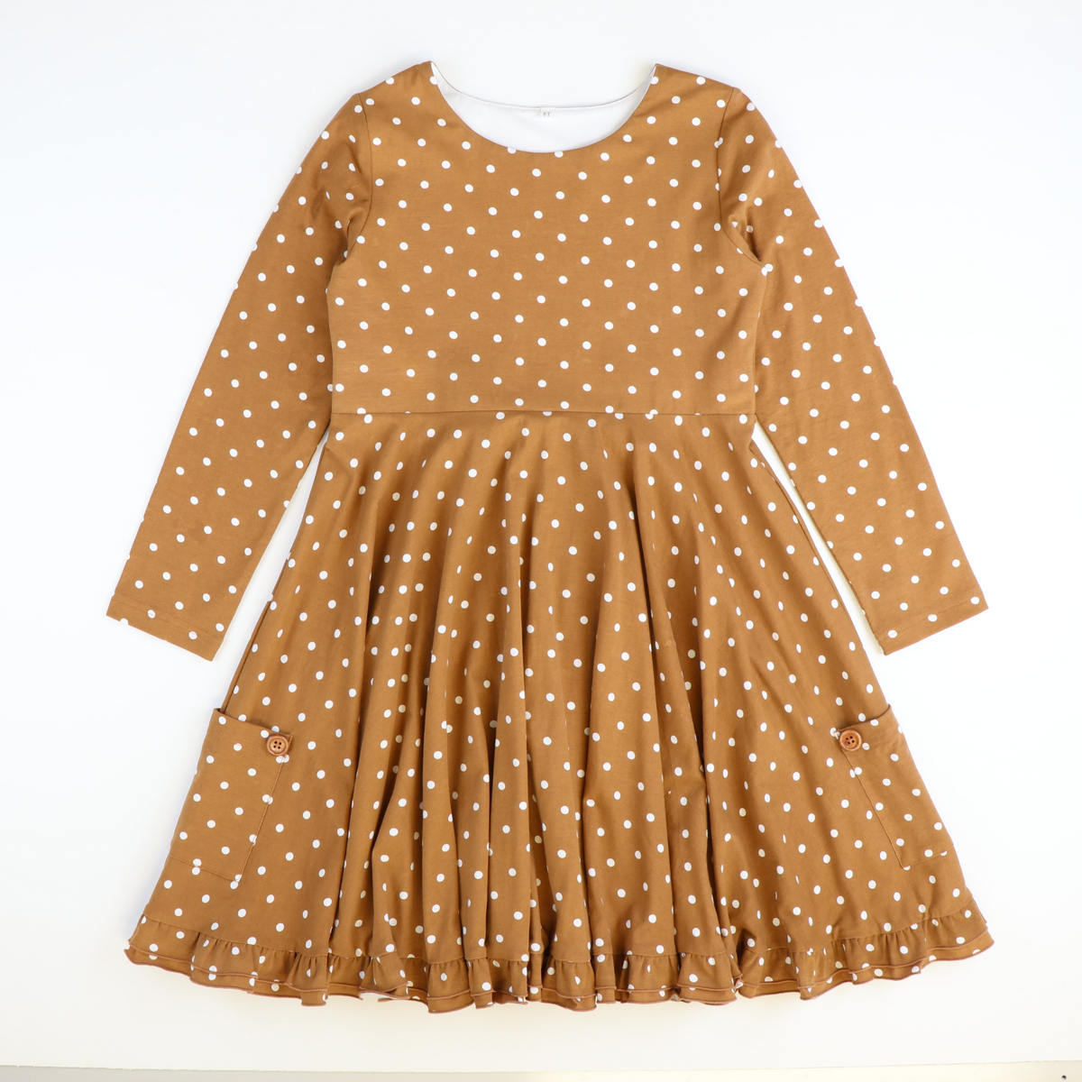 Polka Dot Twirl Knit Dress - Cinnamon - Stellybelly