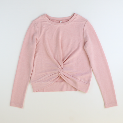 Blush Knotted Waist Long Sleeve Blouse - Stellybelly