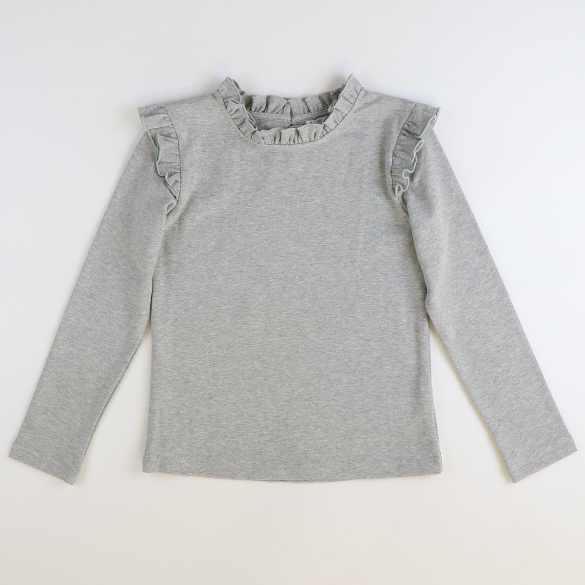 Gray Ruffle Long Sleeve Knit Top - Stellybelly