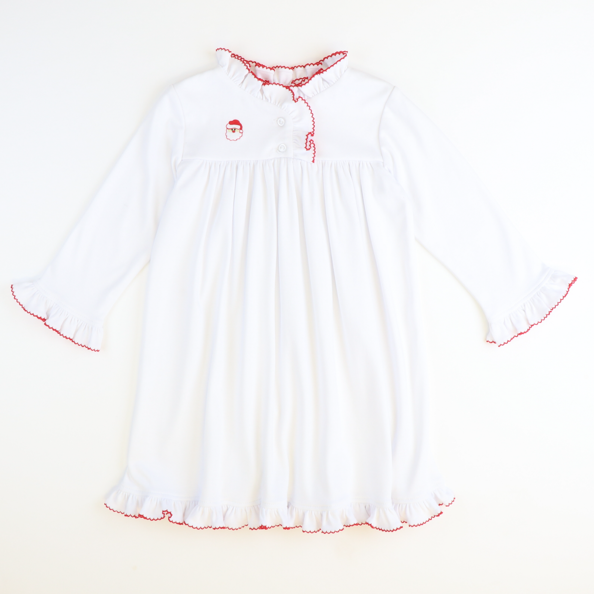 Embroidered Santa Face Nightgown - Classic White - Stellybelly