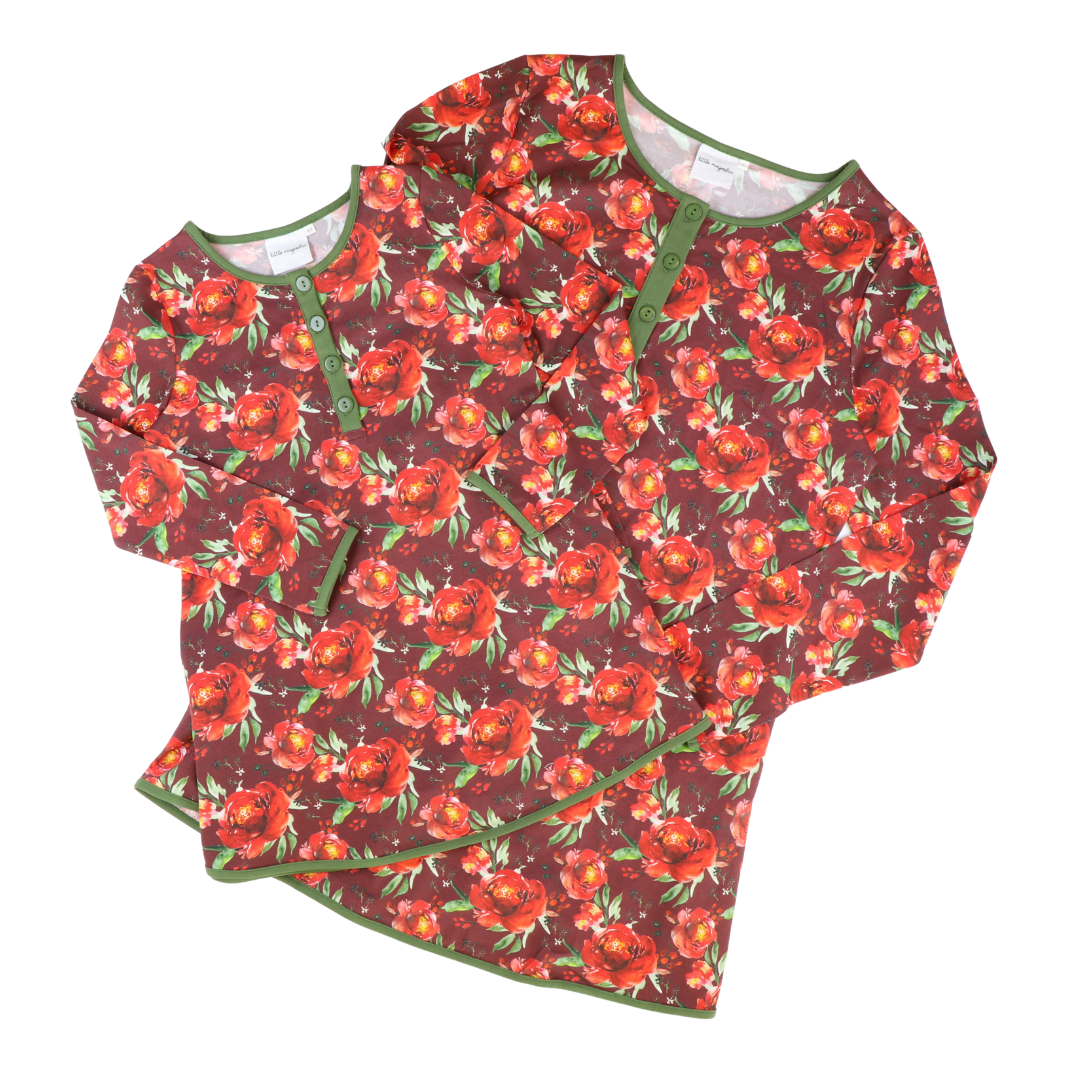 Women's Knit Sleep Shirt - Christmas Rose - Stellybelly