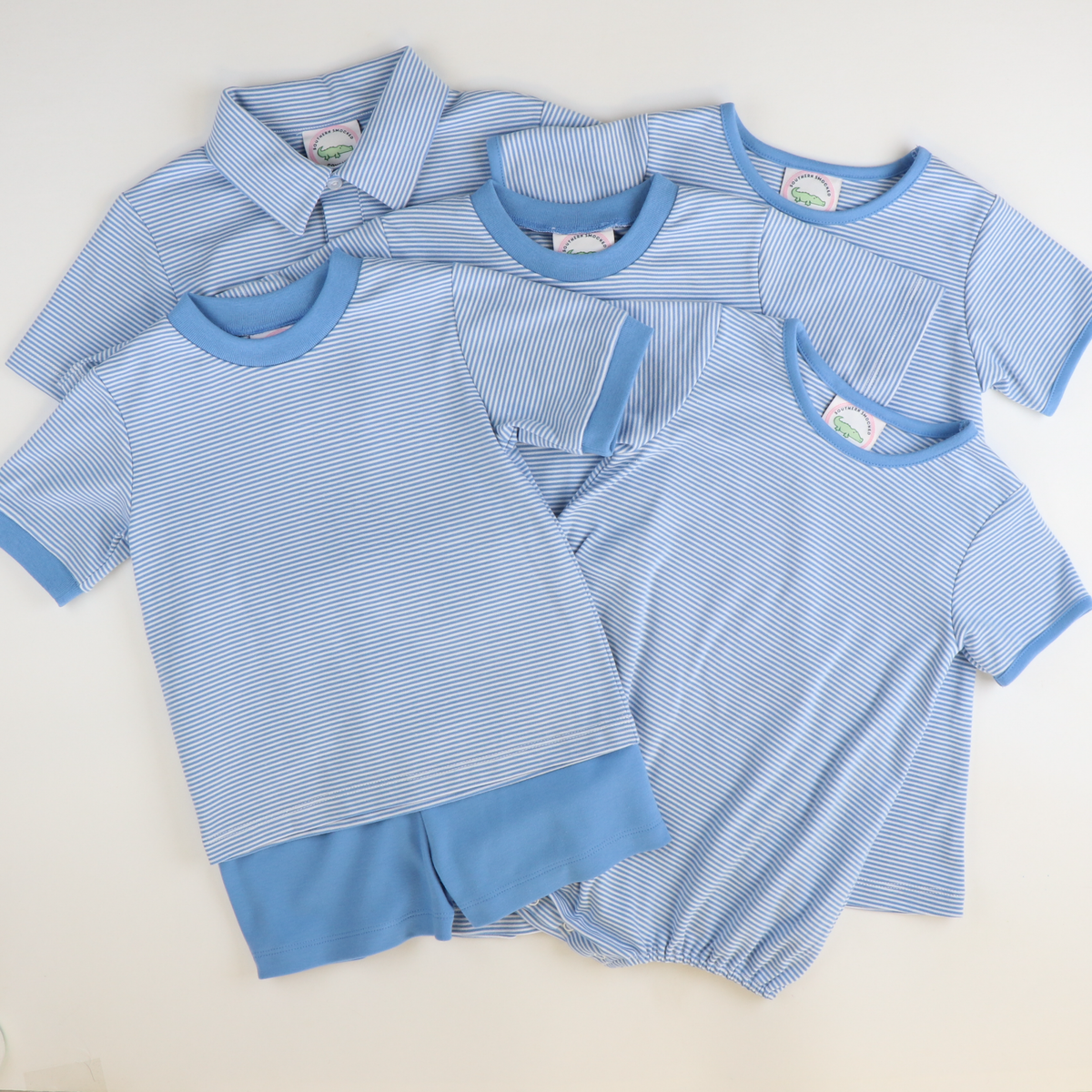 Out & About Girl Bubble - Party Blue Micro Stripe Knit - Stellybelly