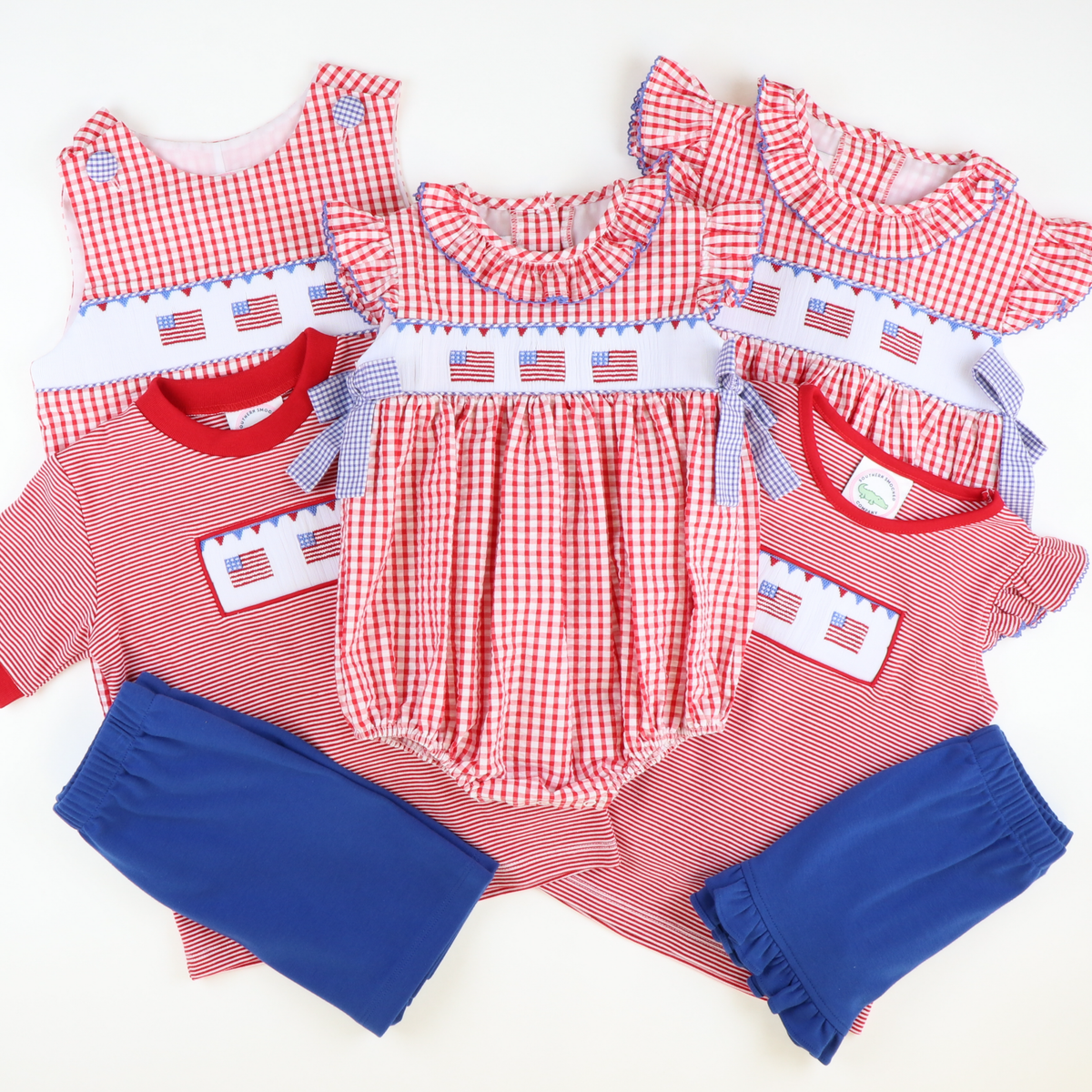 Smocked Stars and Stripes Shortall - Stellybelly