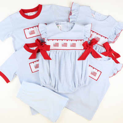 Smocked Fourth of July Parade Knit Shirt and Shorts Set - Stellybelly