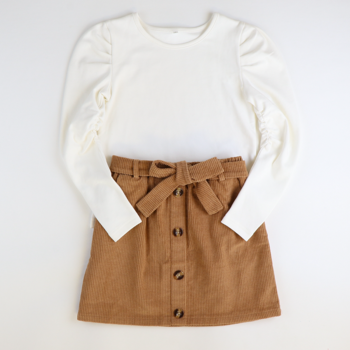 Caramel Corduroy Belted Skirt - Stellybelly