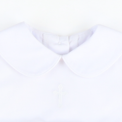 Embroidered Cross Collared Boy Bubble - Stellybelly