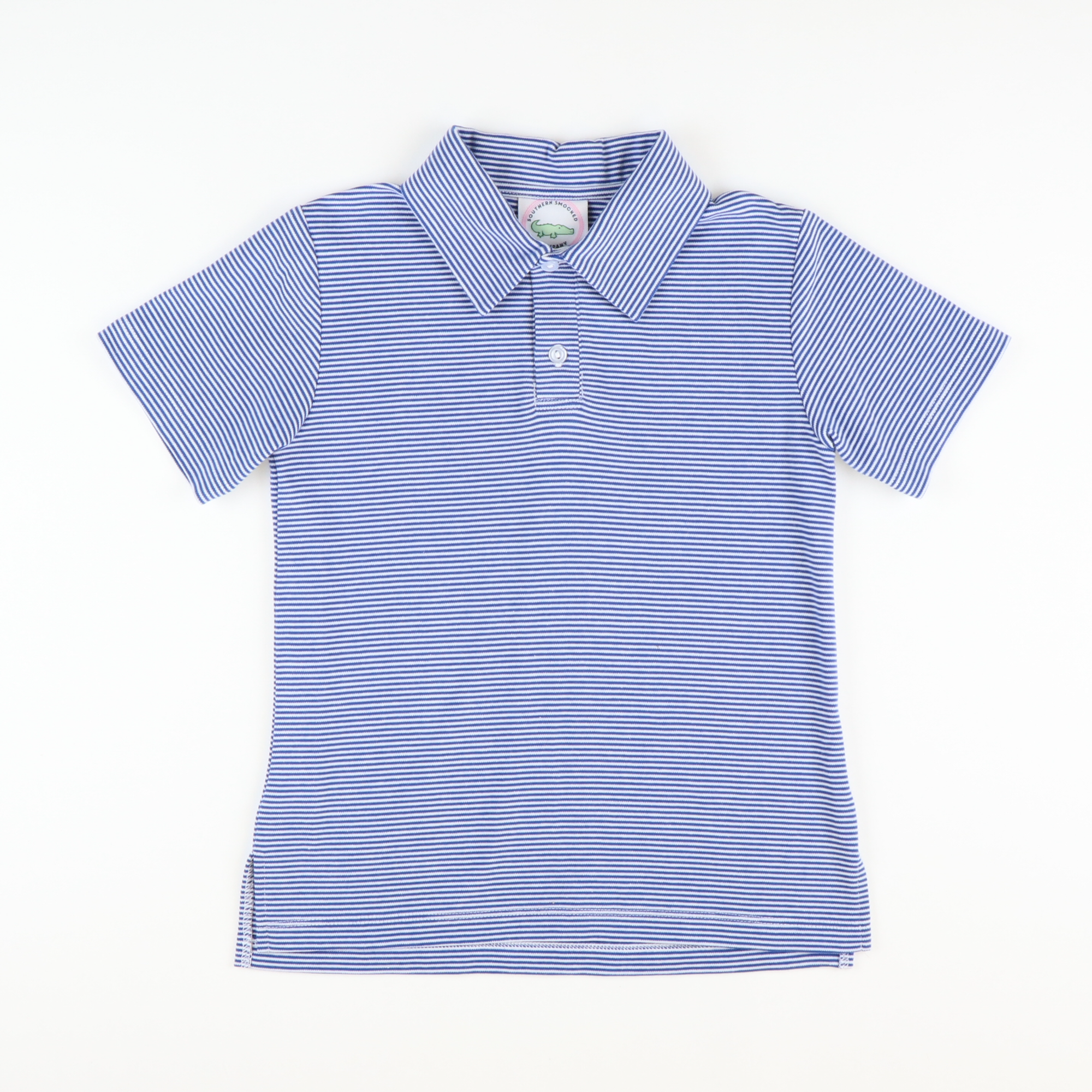 Signature Short Sleeve Polo - Royal Blue Micro Stripe Knit - Stellybelly