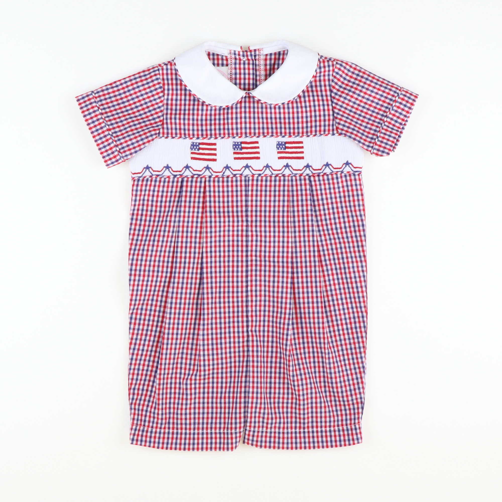 Smocked Liberty Romper - Red and Blue Plaid - Stellybelly