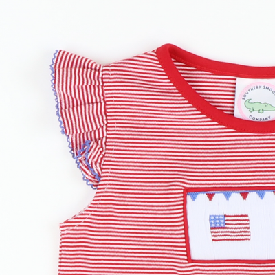 Smocked Stars and Stripes Knit Top and Ruffle Shorts Set - Stellybelly