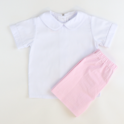 Signature Shorts - Pink Mini Check Seersucker - Stellybelly