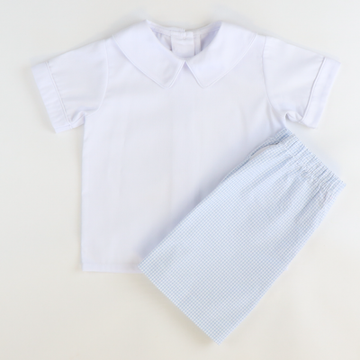 Boys Signature S/S Pointed Collar Shirt - White Pique - Stellybelly