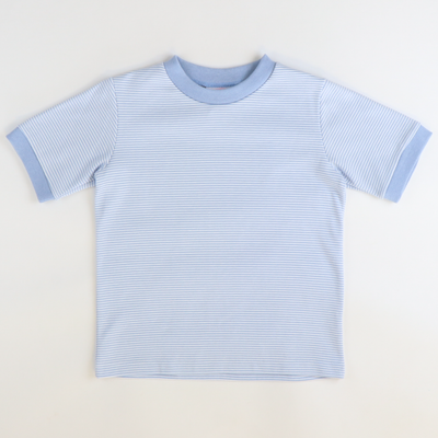 Out & About Boy Shirt - Light Blue Micro Stripe Knit - Stellybelly