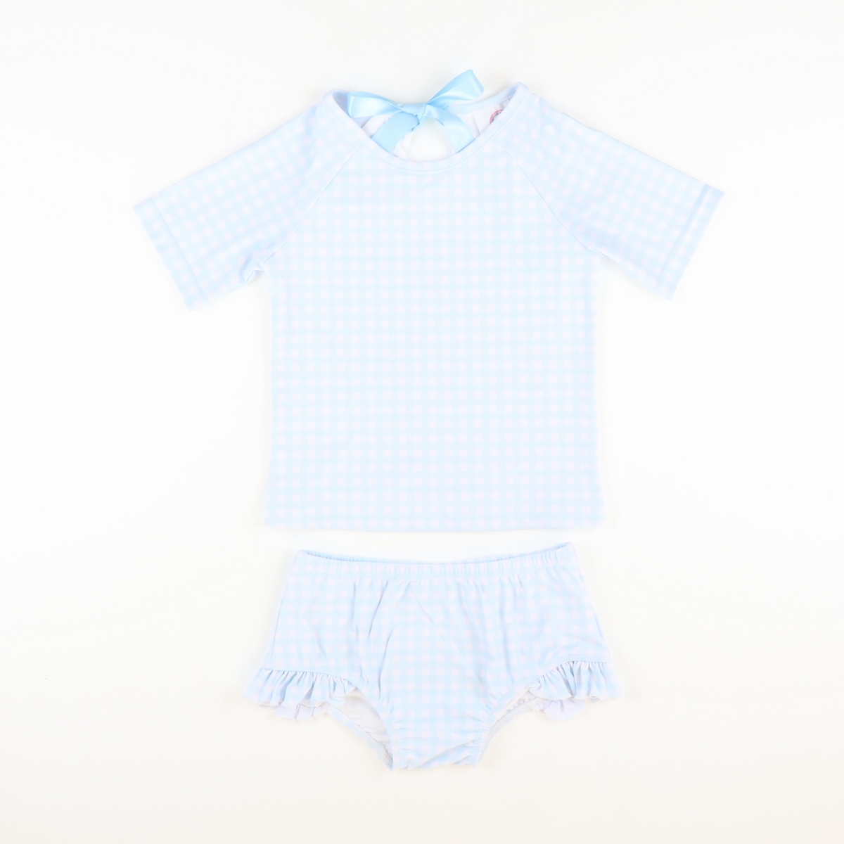 Seaside Blue Check Two-Piece Rash Guard - Stellybelly