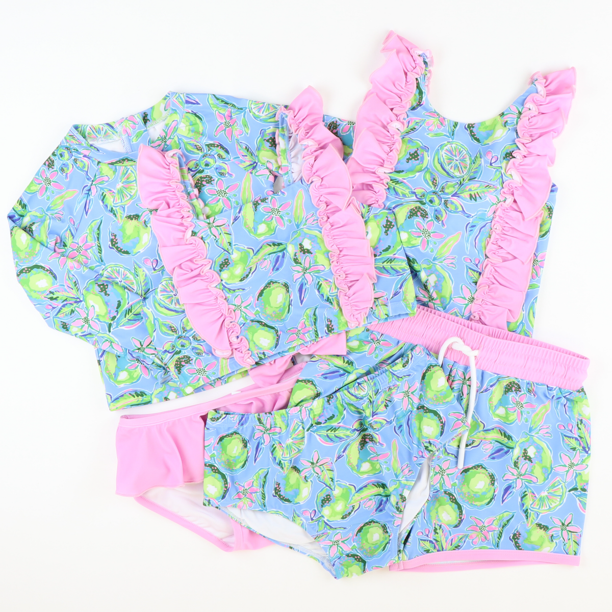 Tropical Limes Ruffle Two-Piece Swimsuit - Stellybelly